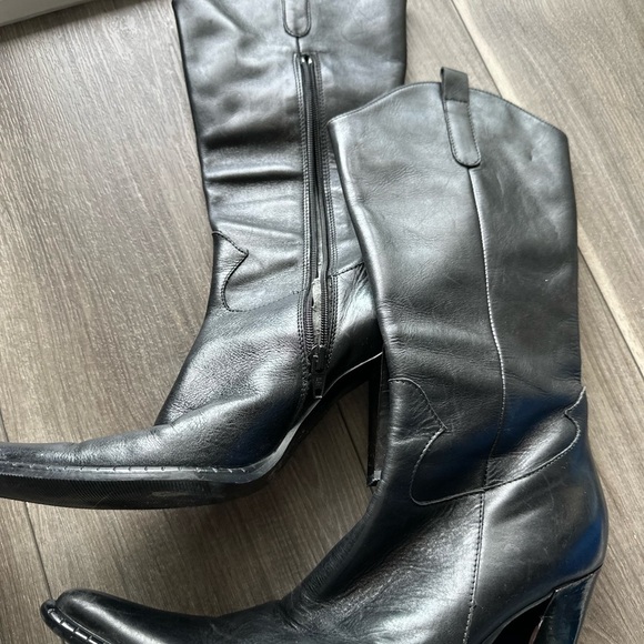 Lavorazione Artigiana Black Leather Women's Boots Made in Italy 38 - Picture 5 of 12